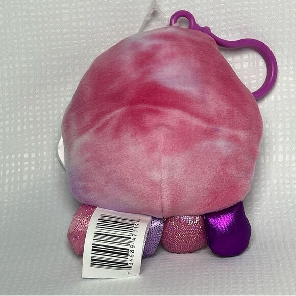 NWT Squishmallows 3.5" Adelaide The Tie Dye Octopus Clip On Keychain Plush - Picture 4 of 5